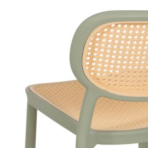 Lot de 2 chaises vert pale et beige empilable, Artus