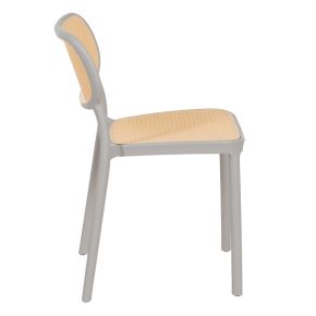 Lot de 2 chaises gris claire et beige empilable, Artus