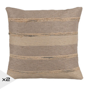 Lot de 2 coussins jute et coton 45x45cm, Yute