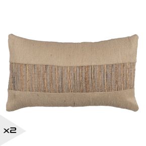 Lot de 2 coussins jute et coton 30x50cm, You