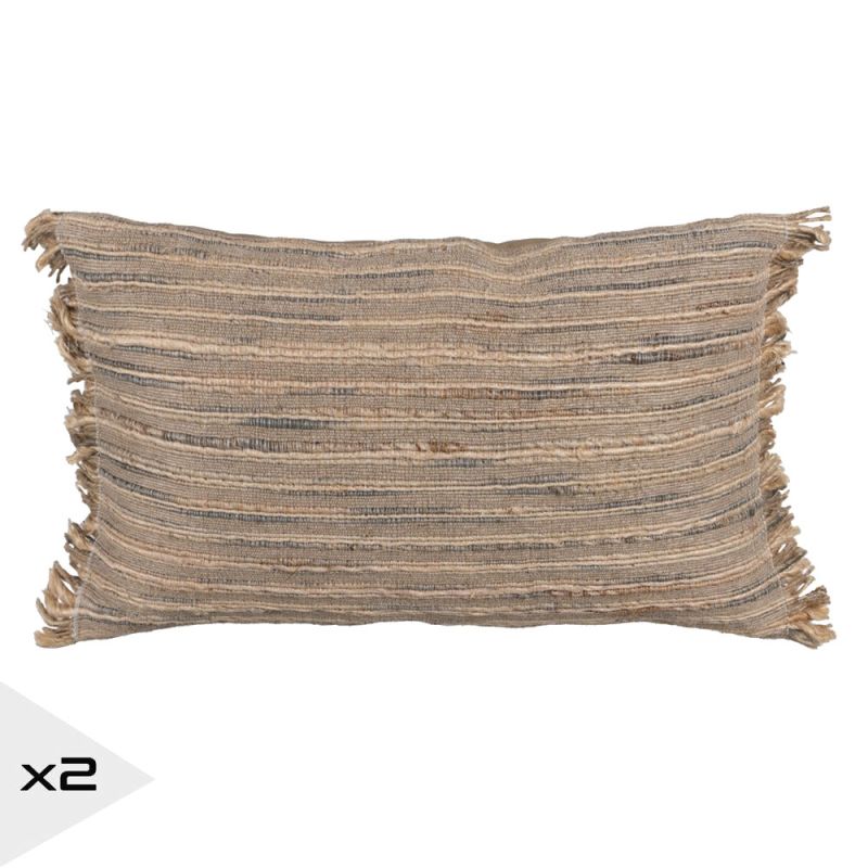 Lot de 2 coussins jute et coton 30x50cm, Yes