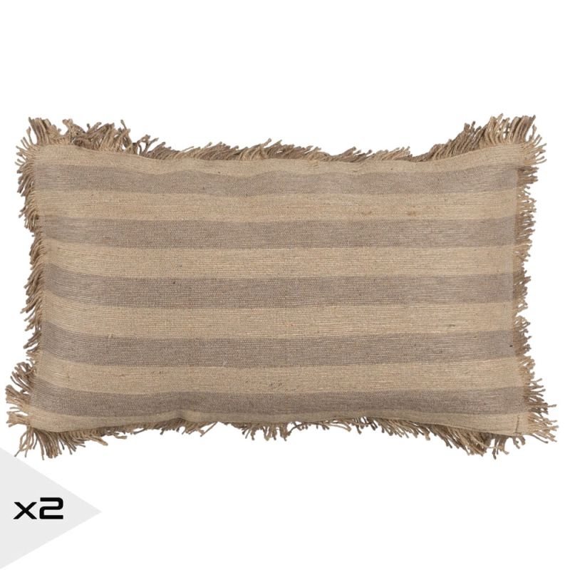 Lot de 2 coussins jute taupe 30x50cm, Rello