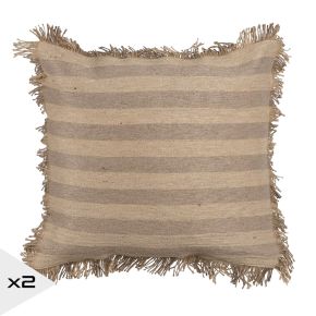 Lot de 2 coussins jute taupe 45x45cm, Rello