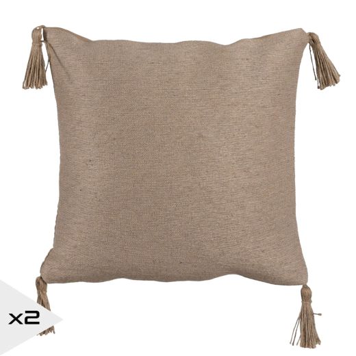 Lot de 2 coussins jute taupe 45x45cm, Algo