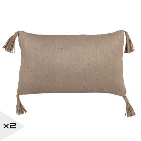 Lot de 2 coussins jute taupe 30x50cm, Algo