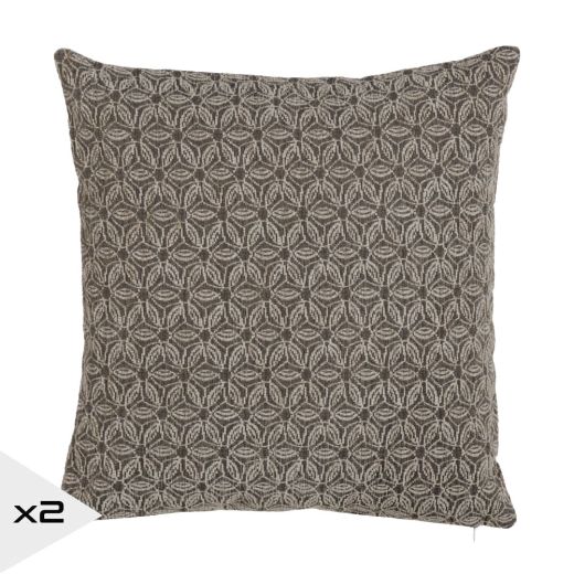 Lot de 2 coussins gris 45x45cm déhoussable, Solo