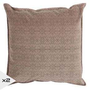 Lot de 2 coussins en velours taupe 60x60cm, Lando