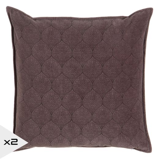 Lot de 2 coussins en velours violet 60x60cm, Etane