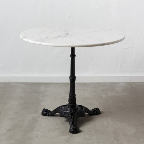 Table bistrot ronde en marbre blanc Ø80cm, Luga