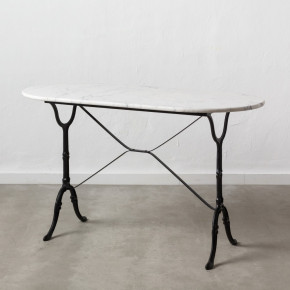 Table bistrot ovale en marbre et métal 60x120cm, Flavo