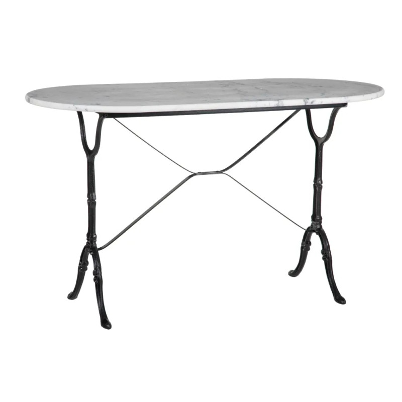 Table bistrot ovale en marbre et métal 60x120cm, Flavo