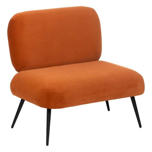 Fauteuil moderne en velours terracotta, Kolly