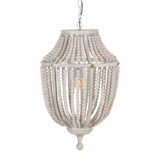 Suspension perle en bois blanc et métal Ø44cm, Largo