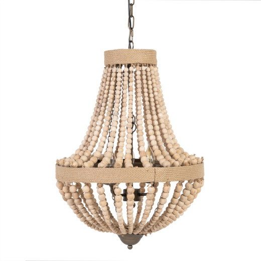 Suspension perles en bois naturel Ø50cm, Largo