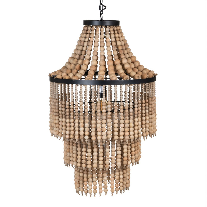 Suspension perles en bois naturel Ø50cm, Largo