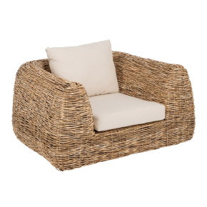 Fauteuil en rotin naturel et coussin, Maxi