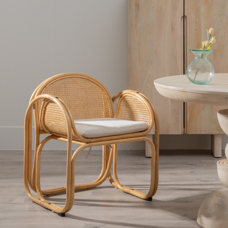 Fauteuil en rotin naturel et cannage, Goodw