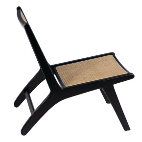 Fauteuil bois noir et cannage, Ancho