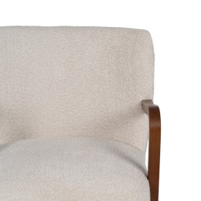 Fauteuil en bois naturel et tissu bouclette ivoire, Malo