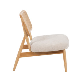 Fauteuil en bois d'hévéa naturel et bouclette, Malo