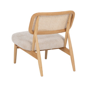 Fauteuil en bois d'hévéa naturel et bouclette, Malo