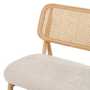 Fauteuil en bois d'hévéa naturel et bouclette, Malo