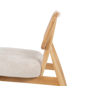 Fauteuil en bois d'hévéa naturel et bouclette, Malo