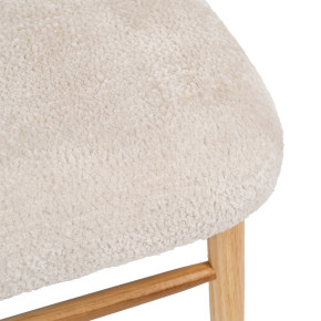 Fauteuil en bois d'hévéa naturel et bouclette, Malo