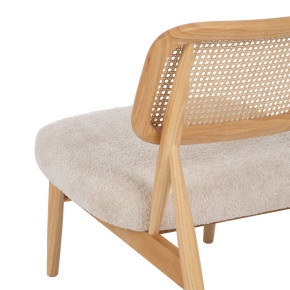 Fauteuil en bois d'hévéa naturel et bouclette, Malo