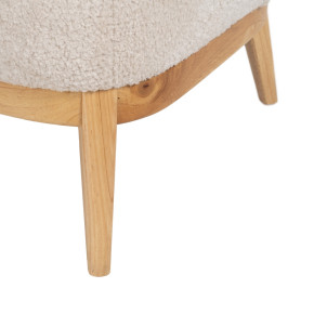 Fauteuil en bois naturel et bouclette ivoire, May