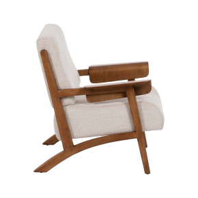 Fauteuil tissu beige et bois, Floy