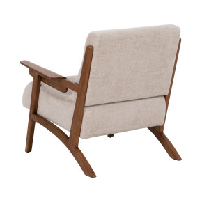 Fauteuil tissu beige et bois, Floy