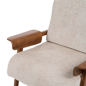 Fauteuil tissu beige et bois, Floy