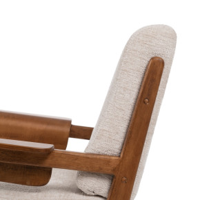 Fauteuil tissu beige et bois, Floy