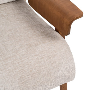 Fauteuil tissu beige et bois, Floy