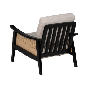 Fauteuil en bois noir et coussin ivoire, Confo