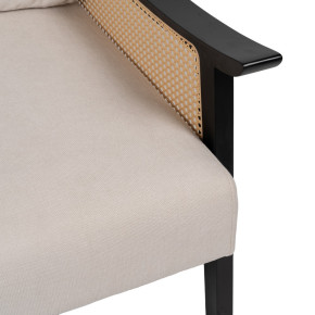 Fauteuil en bois noir et coussin ivoire, Confo