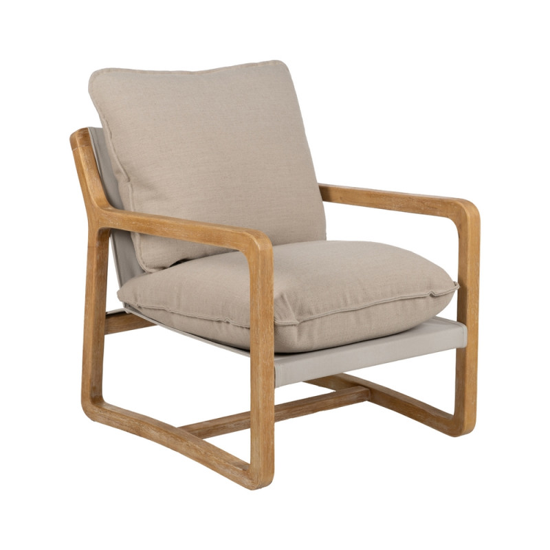 Fauteuil tissu et bois d'hévéa, Gilla