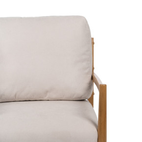 Fauteuil tissu beige et bois naturel, Mega