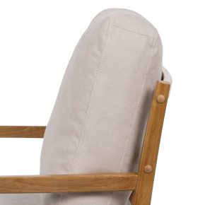 Fauteuil tissu beige et bois naturel, Mega