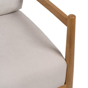 Fauteuil tissu beige et bois naturel, Mega