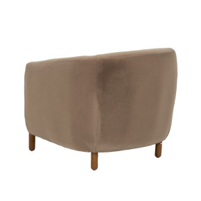 Fauteuil velours taupe et bois d'hévéa, Fantasia