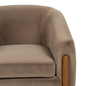 Fauteuil velours taupe et bois d'hévéa, Fantasia