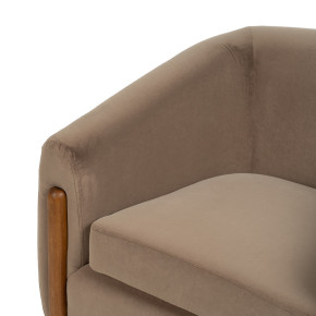 Fauteuil velours taupe et bois d'hévéa, Fantasia