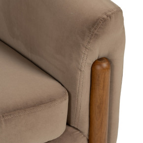 Fauteuil velours taupe et bois d'hévéa, Fantasia