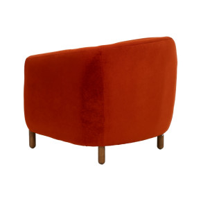 Fauteuil velours orange et bois d'hévéa, Fantasia