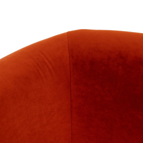 Fauteuil velours orange et bois d'hévéa, Fantasia