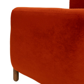 Fauteuil velours orange et bois d'hévéa, Fantasia