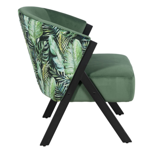 Fauteuil en velours vert et bois, Mayo