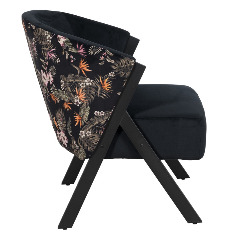 Fauteuil en velours noir et métal, Mayo